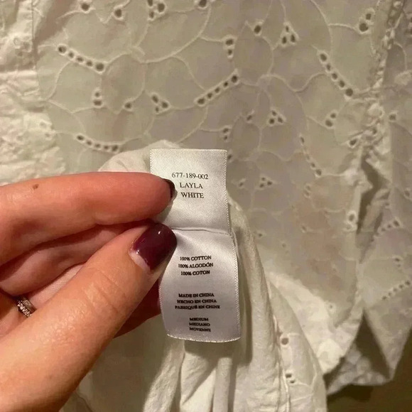 RAILS LAYLA WHITE FLOWY EYELET DRESS TIERED BRIDAL SIZE M - Picture 8 of 10